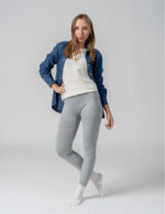 Klasyczne legginsy ocieplane damskie JASNY SZARY