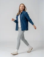 Klasyczne legginsy ocieplane damskie JASNY SZARY - obrazek 2