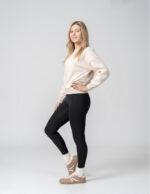 Klasyczne czarne legginsy ocieplane damskie CZARNY