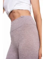 Klasyczne legginsy damskie z wysokim stanem BEŻOWY - obrazek 2