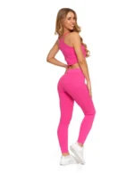 Legginsy damskie bawełniane z szeroką gumą w pasie FUKSJA - obrazek 2